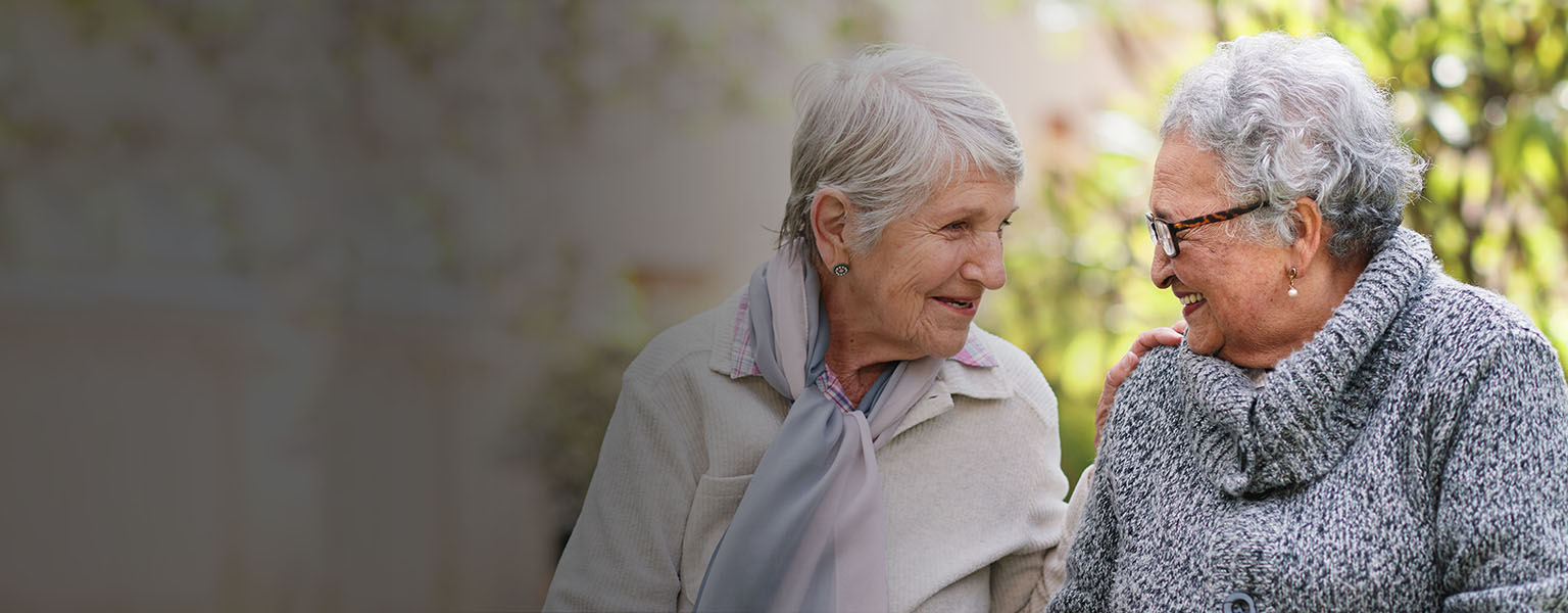 Two senior women talking