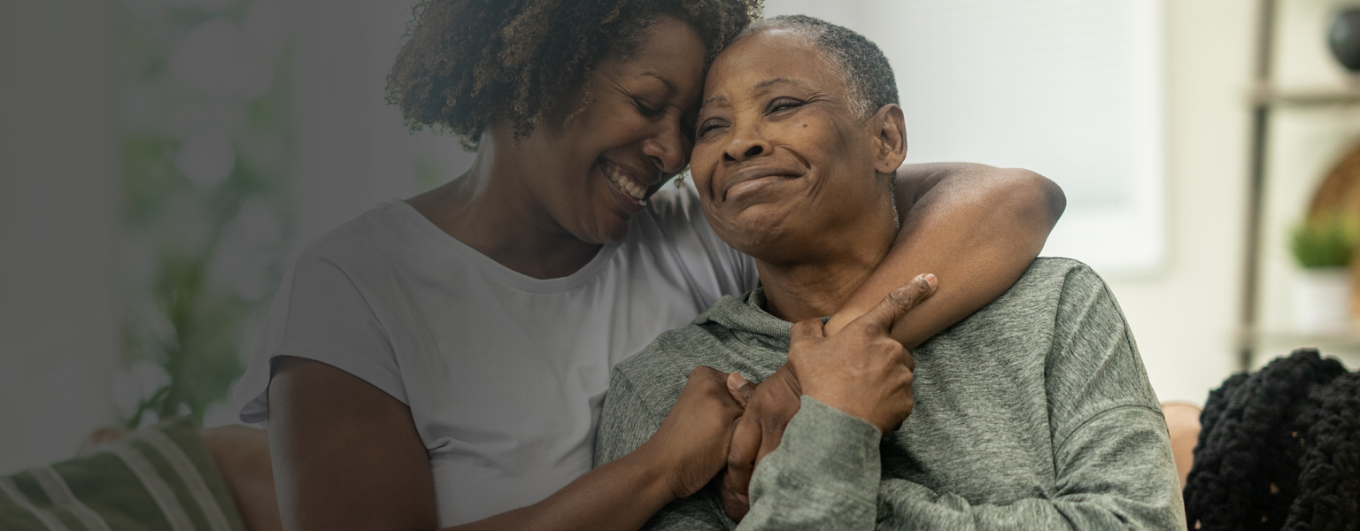 Senior African American mother and daughter